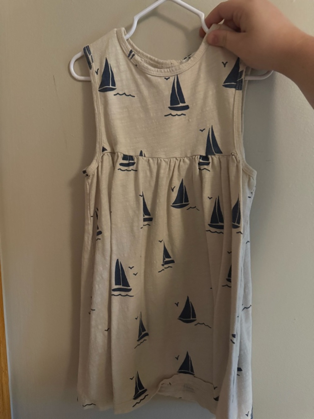 Oh baby! Cream Sailboat Print Girls' Dress - Nautical Summer Dress